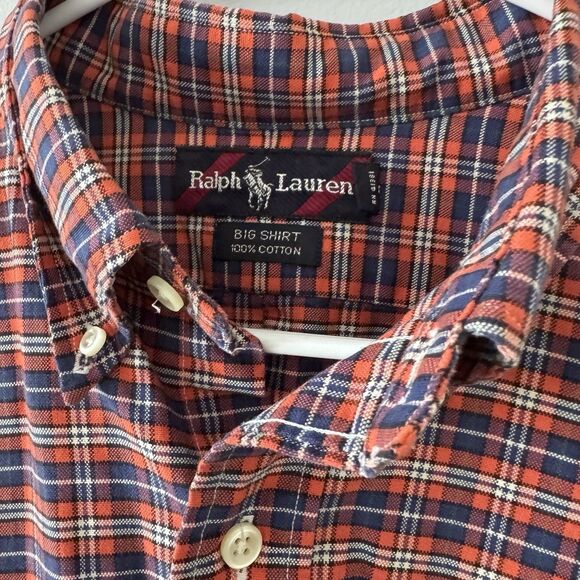 Ralph Lauren Big Shirt 100% Cotton Casual Button Down Red and Blue Plaid SIze XL - Picture 4 of 7